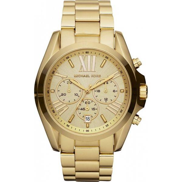 Michael Kors Michael Kors Portia MK5605  MK5605 кварцевые женские часы желтый циферблат, браслет нержавеющая сталь + золото 18к — вид спереди