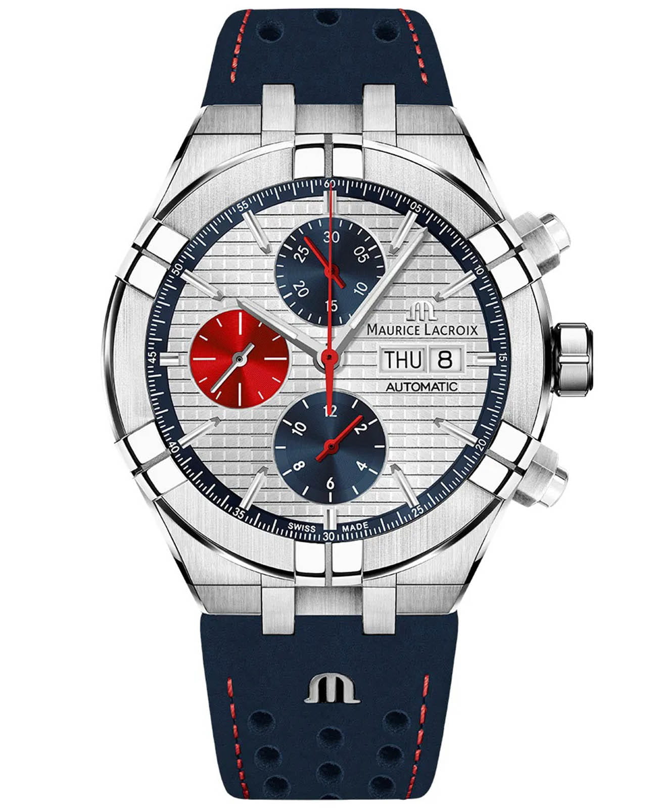 Maurice Lacroix Maurice Lacroix Aikon Automatic Chronograph Special Edition Mahindra Racing AI6038-SS001-133-4  AI6038-SS001-133-4 механические мужские часы  циферблат, браслет кожаный — вид спереди
