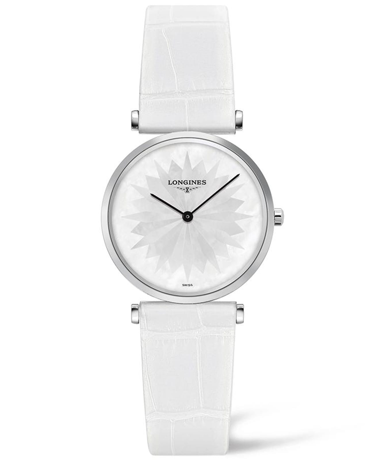 Longines Longines La Grande Classique L4.512.4.05.2  L45124052 кварцевые женские часы перламутровый циферблат, браслет кожаный — вид спереди