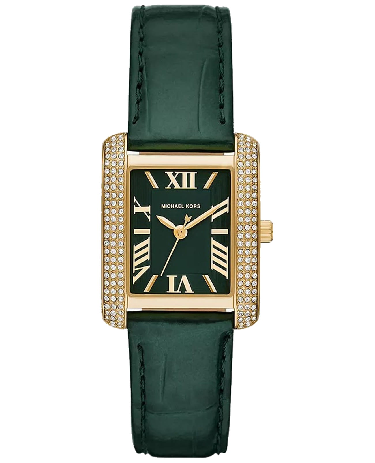 Michael Kors Michael Kors Emery MK4697  MK4697 кварцевые женские часы зеленый циферблат, браслет кожаный — вид спереди