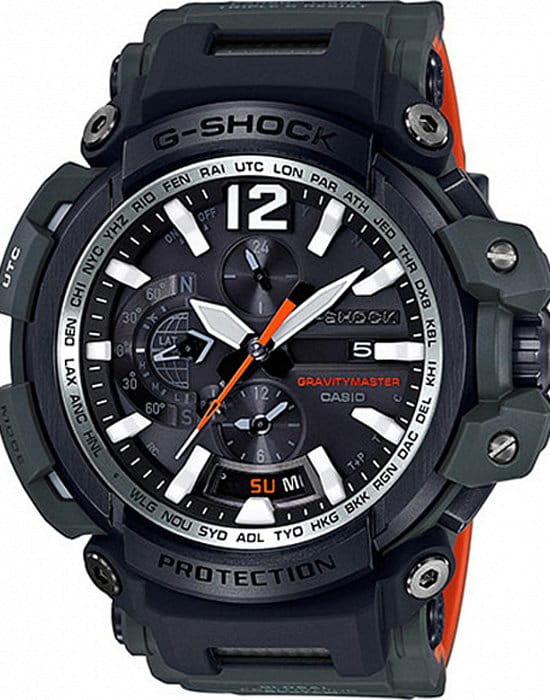 Casio Casio G-Shock GPW-2000-3A Premium GPW-2000-3A электронные мужские часы черный циферблат, браслет пластик — вид спереди