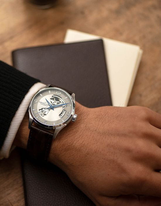 Hamilton Hamilton Jazzmaster Open Heart Auto H32705521 механические мужские часы часы крупный план серебристый циферблата