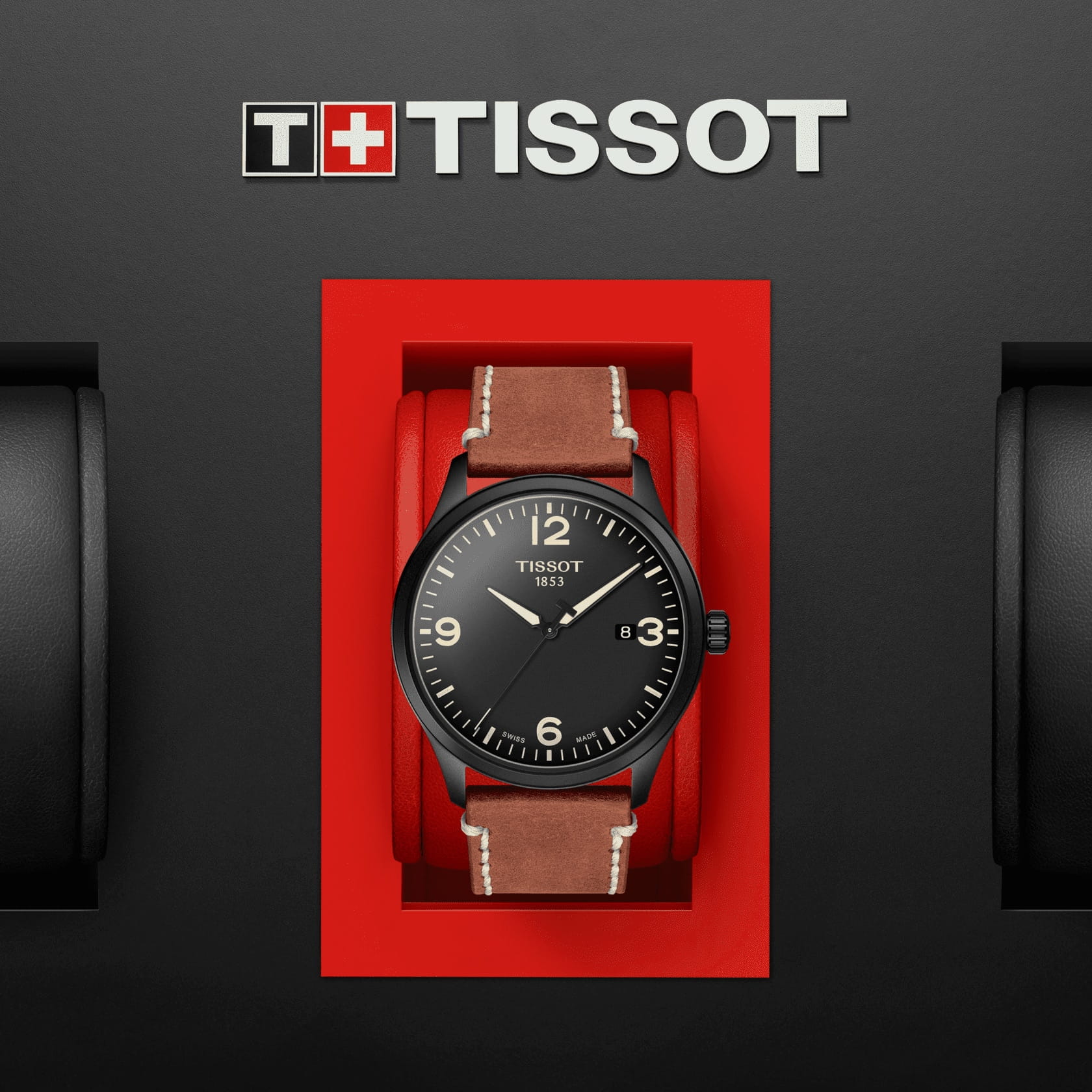 Tissot Tissot Gent XL T116.410.36.057.00, t-sport швейцария мужские часы на браслете кожаный боковой вид