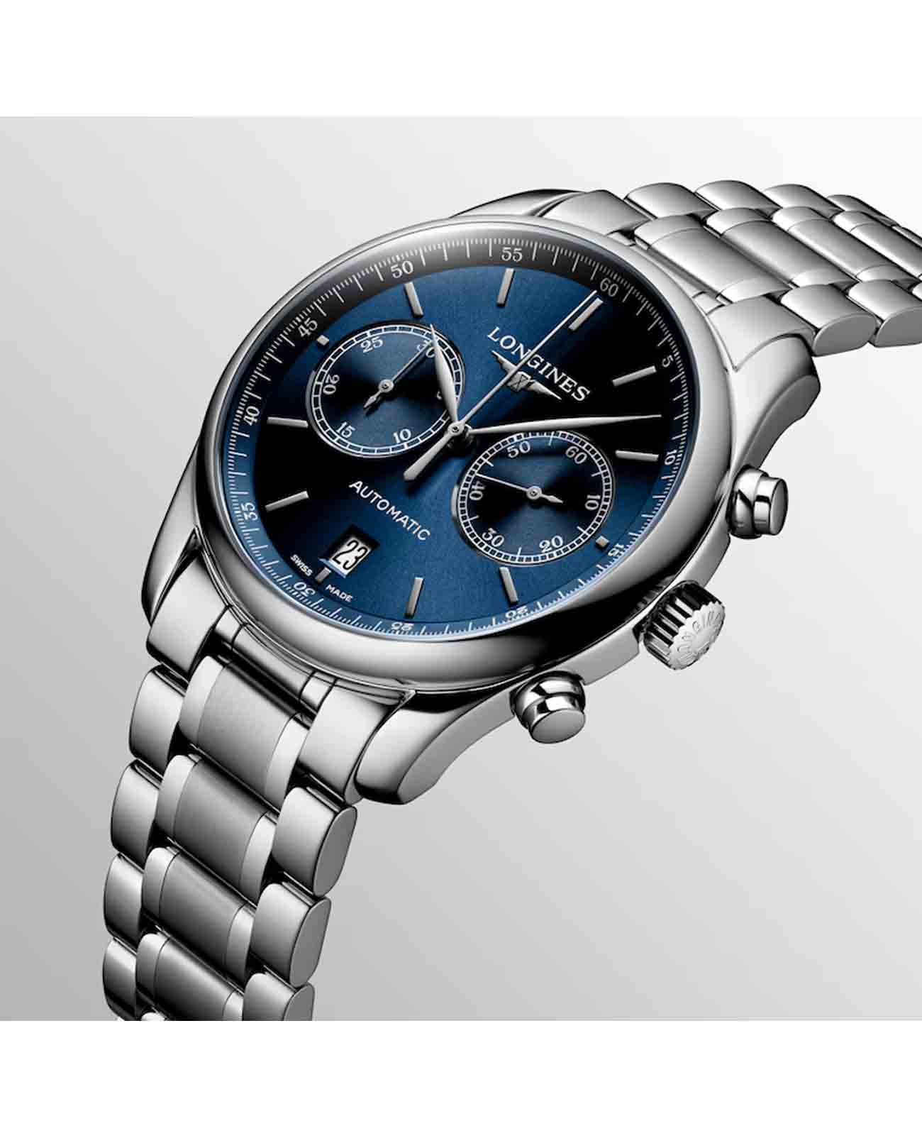 Longines Longines Master Collection L2.629.4.92.6 механические мужские часы часы крупный план синий циферблата
