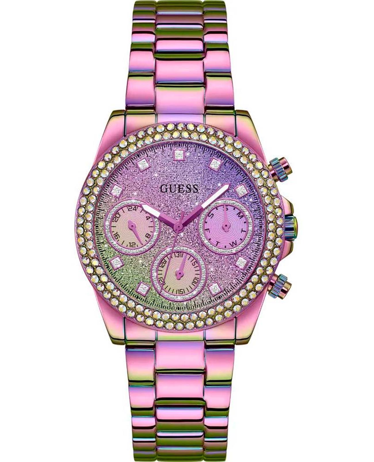 Guess Guess Sol GW0483L5  GW0483L5 кварцевые женские часы цветной циферблат, браслет нержавеющая сталь с ip-покрытием — вид спереди