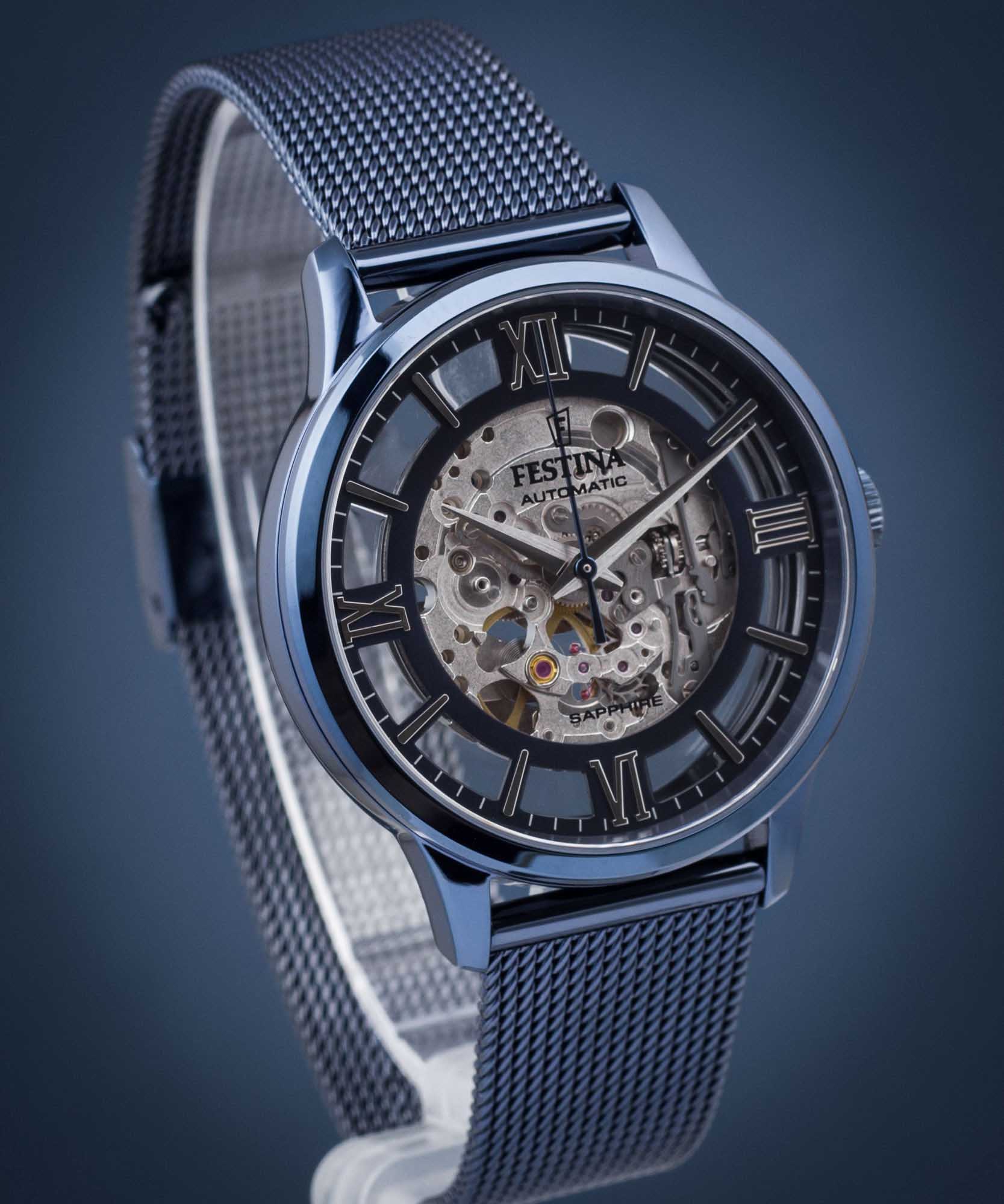 Festina Festina Automatic F20574/1,  испания мужские часы на браслете сталь c pvd покрытием боковой вид