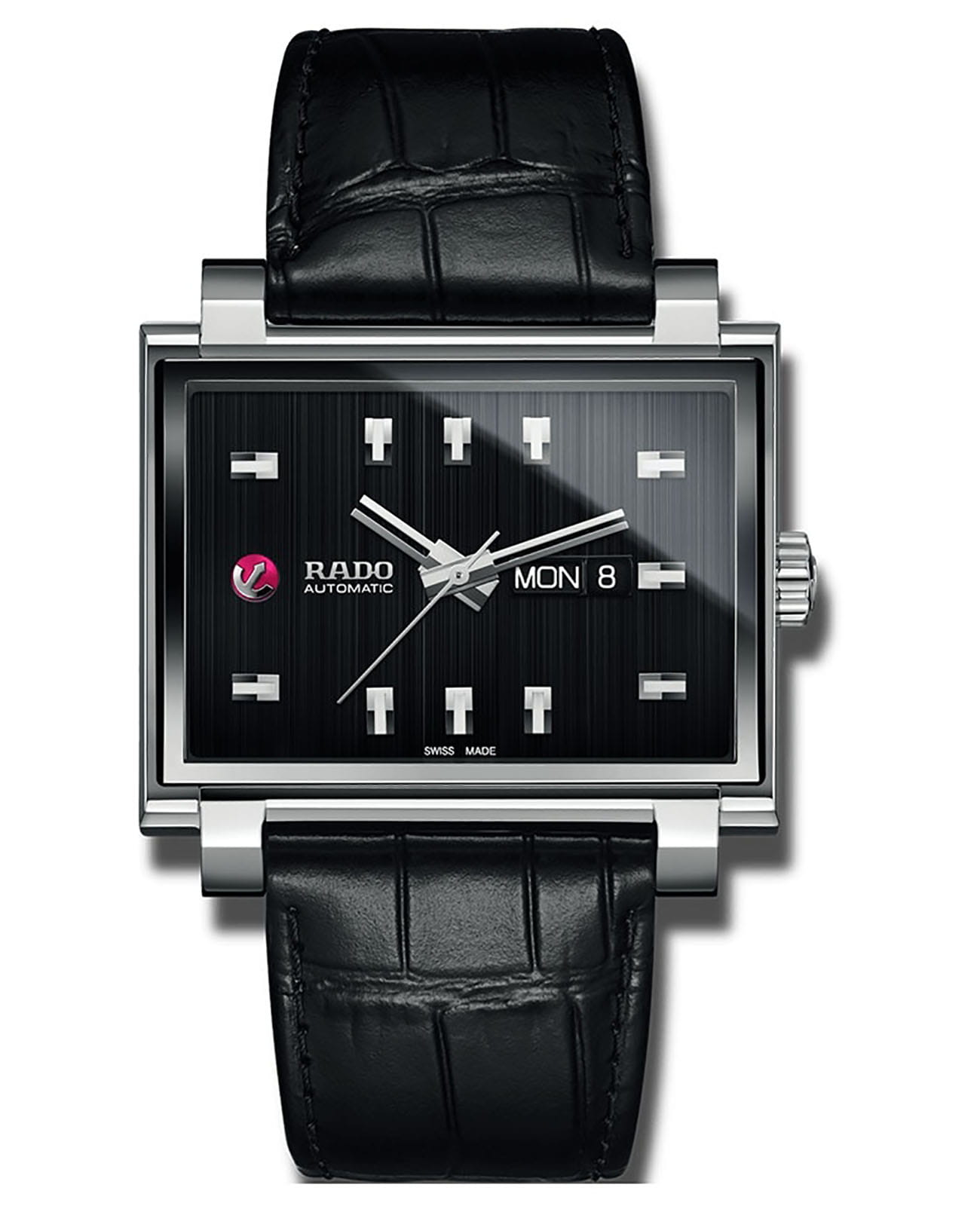 Rado Rado Diamaster R33017155 Automatic R33017155 механические мужские часы черный циферблат, браслет кожаный — вид спереди
