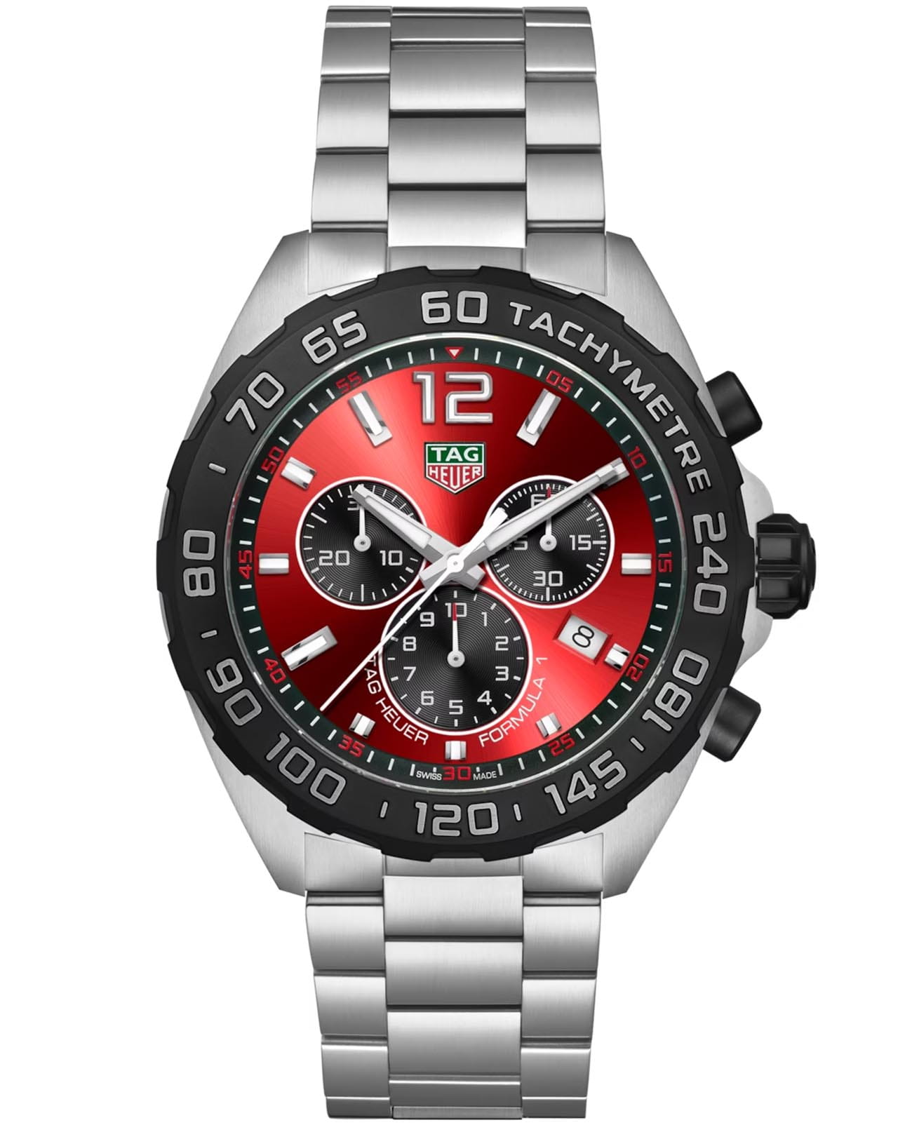 TAG Heuer TAG Heuer Formula 1 CAZ101AN.BA0842  CAZ101AN.BA0842 кварцевые мужские часы красный циферблат, браслет нержавеющая сталь — вид спереди