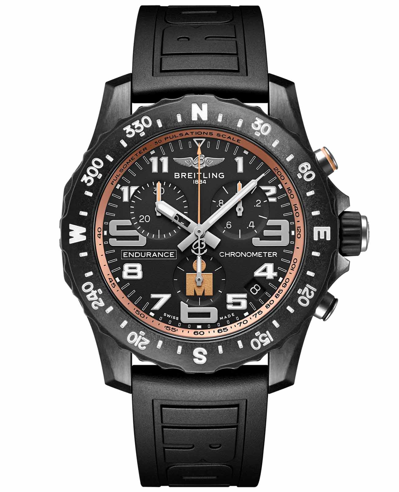 Breitling Breitling Endurance Pro IRONMAN® X823101B1B1S1 Finisher  X823101B1B1S1 кварцевые мужские часы черный циферблат, браслет каучук — вид спереди