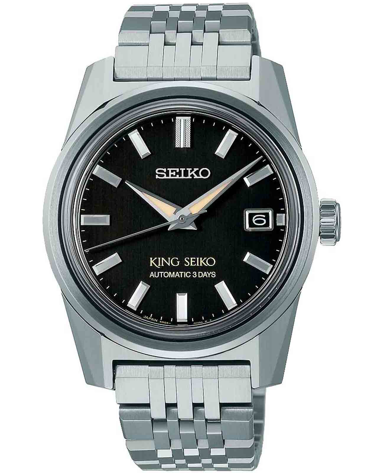 Seiko Seiko King Seiko SPB387J1  SPB387J1 механические мужские часы черный циферблат, браслет нержавеющая сталь — вид спереди