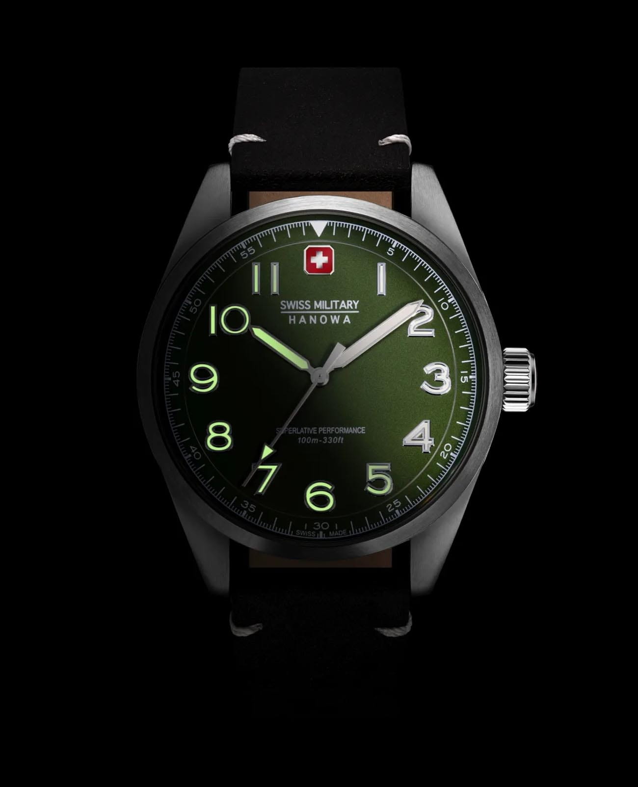 Swiss Military Hanowa Swiss Military Hanowa Falcon SMWGA2100404 кварцевые мужские часы часы крупный план зеленый циферблата