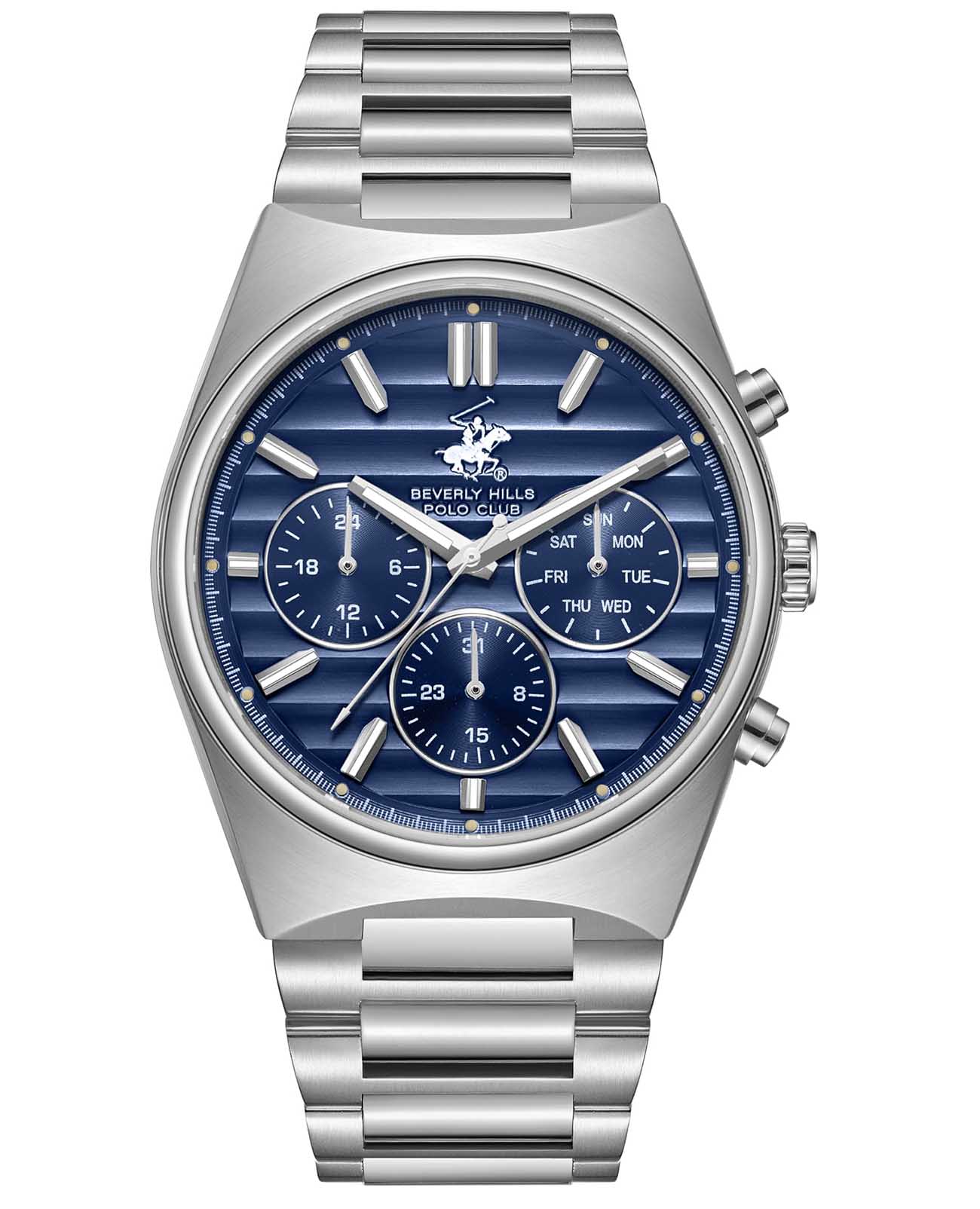 Beverly Hills Polo Club Beverly Hills Polo Club BP3744X.390  BP3744X.390 кварцевые мужские часы синий циферблат, браслет нержавеющая сталь — вид спереди