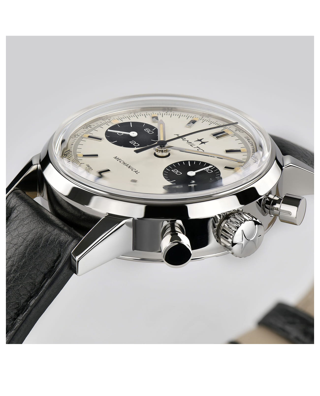 Hamilton Hamilton American Classic Intra-Matic Chronograph H H38429710 механические мужские часы часы крупный план белый циферблата