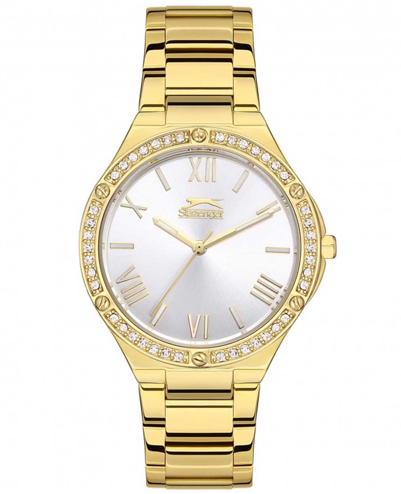 Slazenger Slazenger SL.09.2141.3.04  SL.09.2141.3.04 кварцевые женские часы серебристый циферблат, браслет суперметалл с ip покрытием — вид спереди