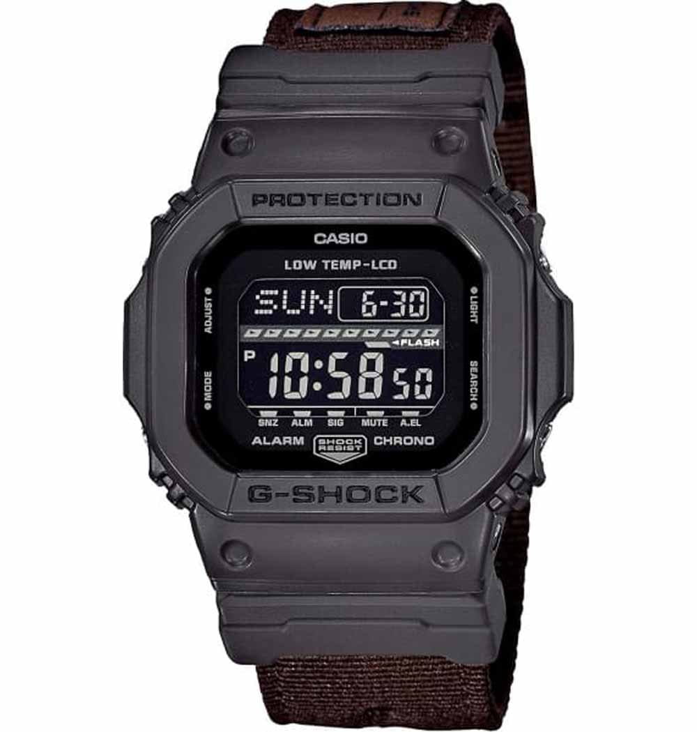 Casio Casio G-Shock GLS-5600CL-5E  GLS-5600CL-5E электронные мужские часы  циферблат, браслет тканевый — вид спереди