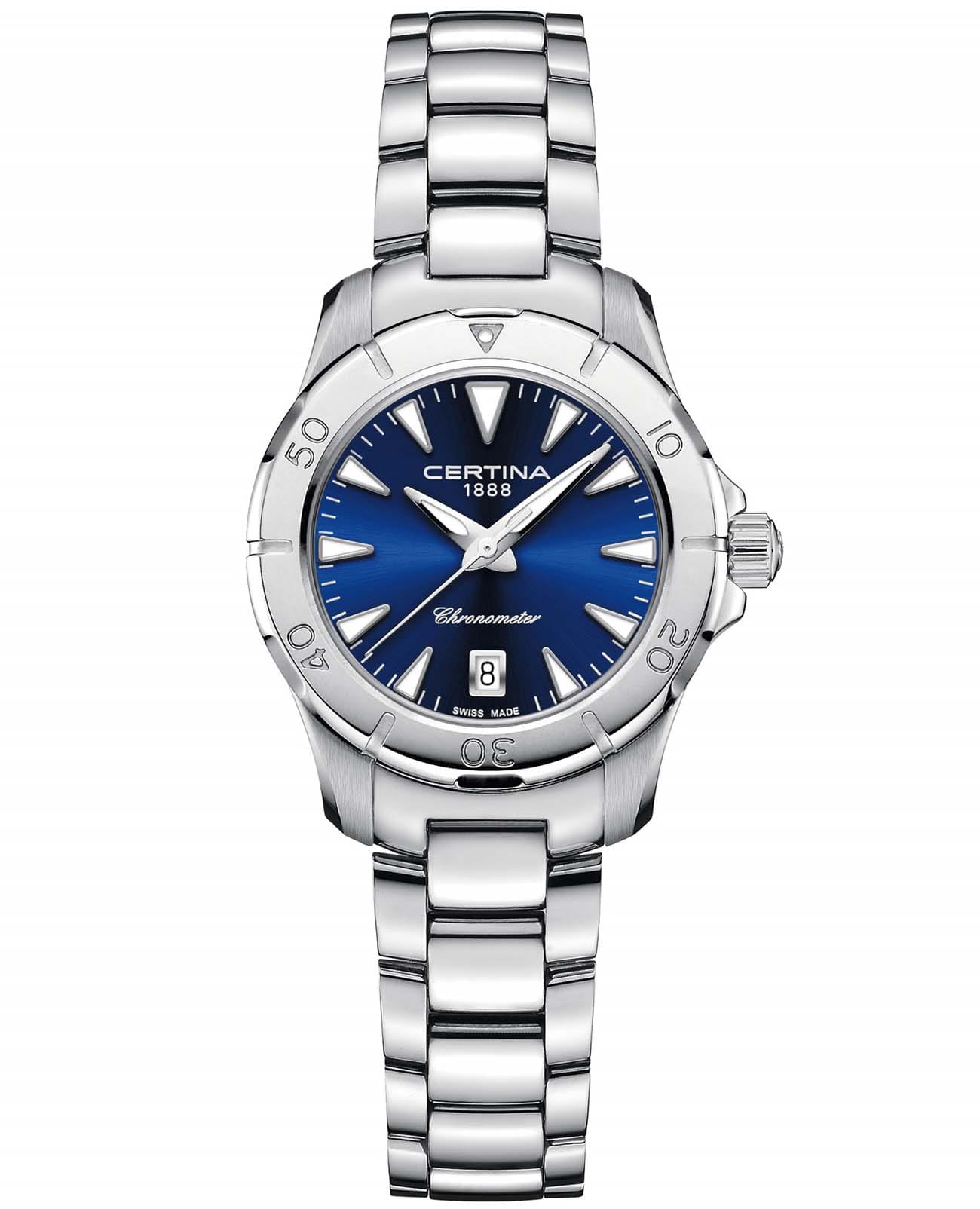 Certina Certina DS Action Lady C032.951.11.041.00 DS Action C0329511104100 кварцевые женские часы синий циферблат, браслет нержавеющая сталь — вид спереди