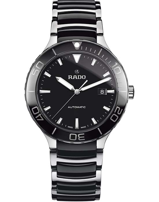 Rado Rado Centrix Automatic R30002162 Automatic R30002162 механические мужские часы черный циферблат, браслет сталь + керамические вставки — вид спереди