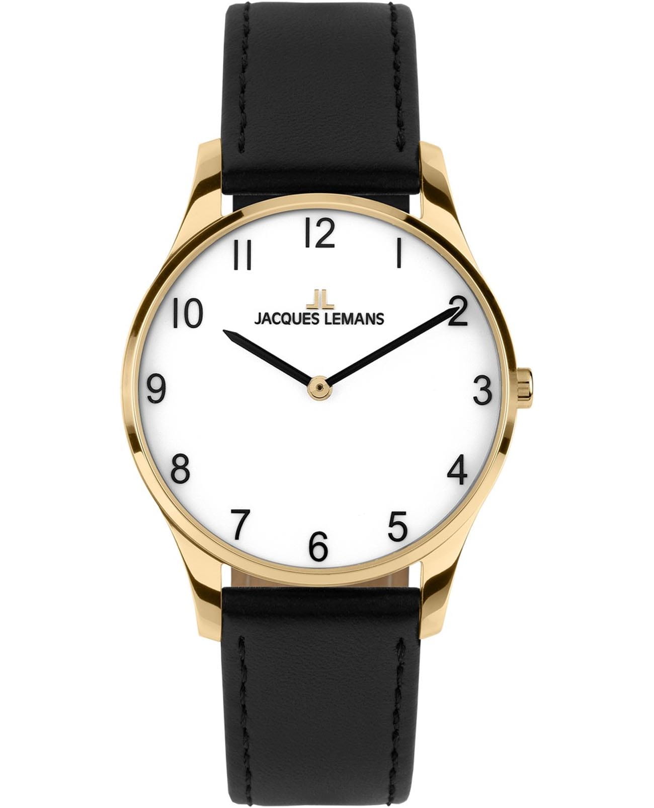 Jacques Lemans Jacques Lemans Classic 1-2123H  1-2123H кварцевые женские часы белый циферблат, браслет кожаный — вид спереди