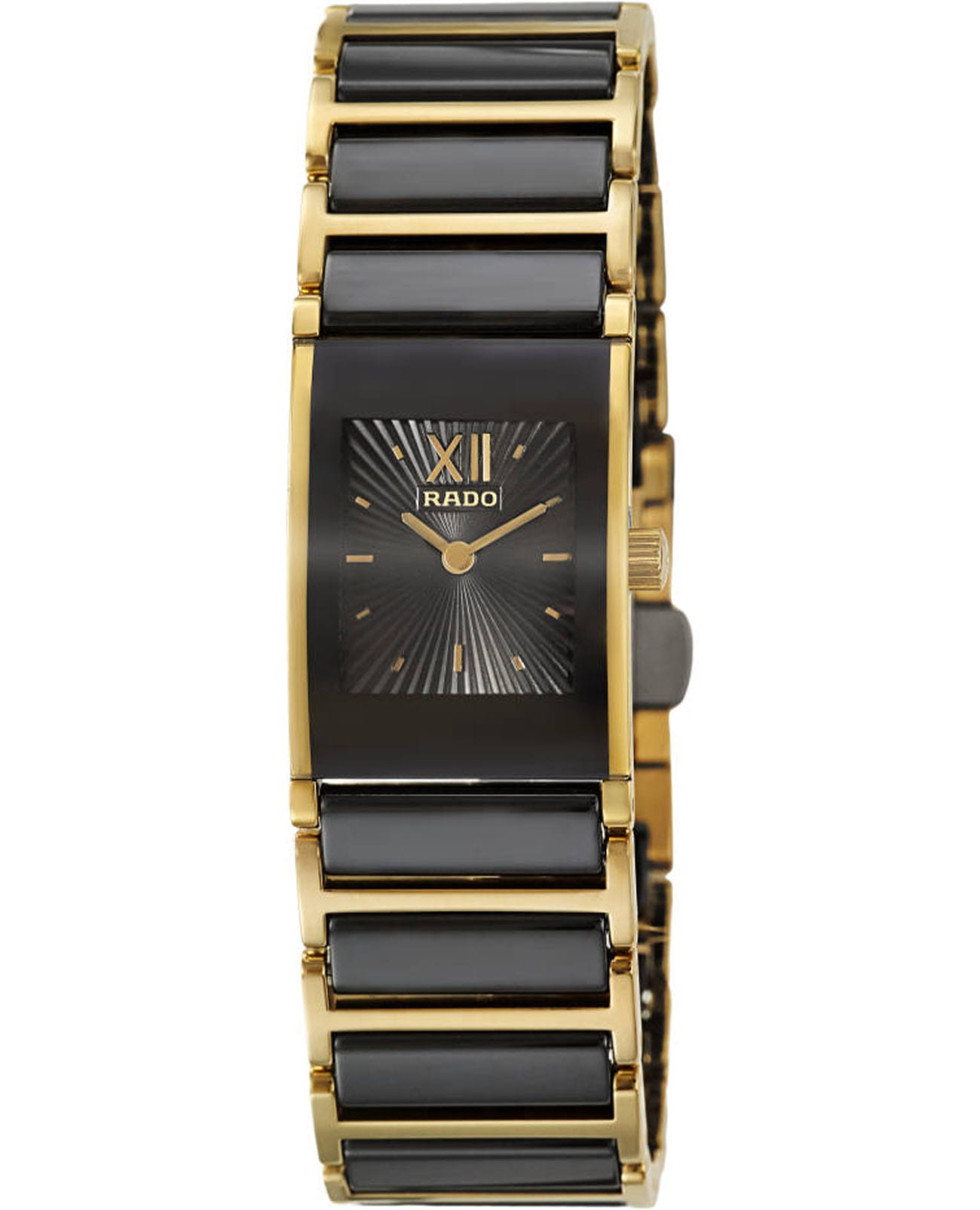 Rado Rado Integral R20789172  R20789172 кварцевые женские часы черный циферблат, браслет сталь + pvd + керамика — вид спереди