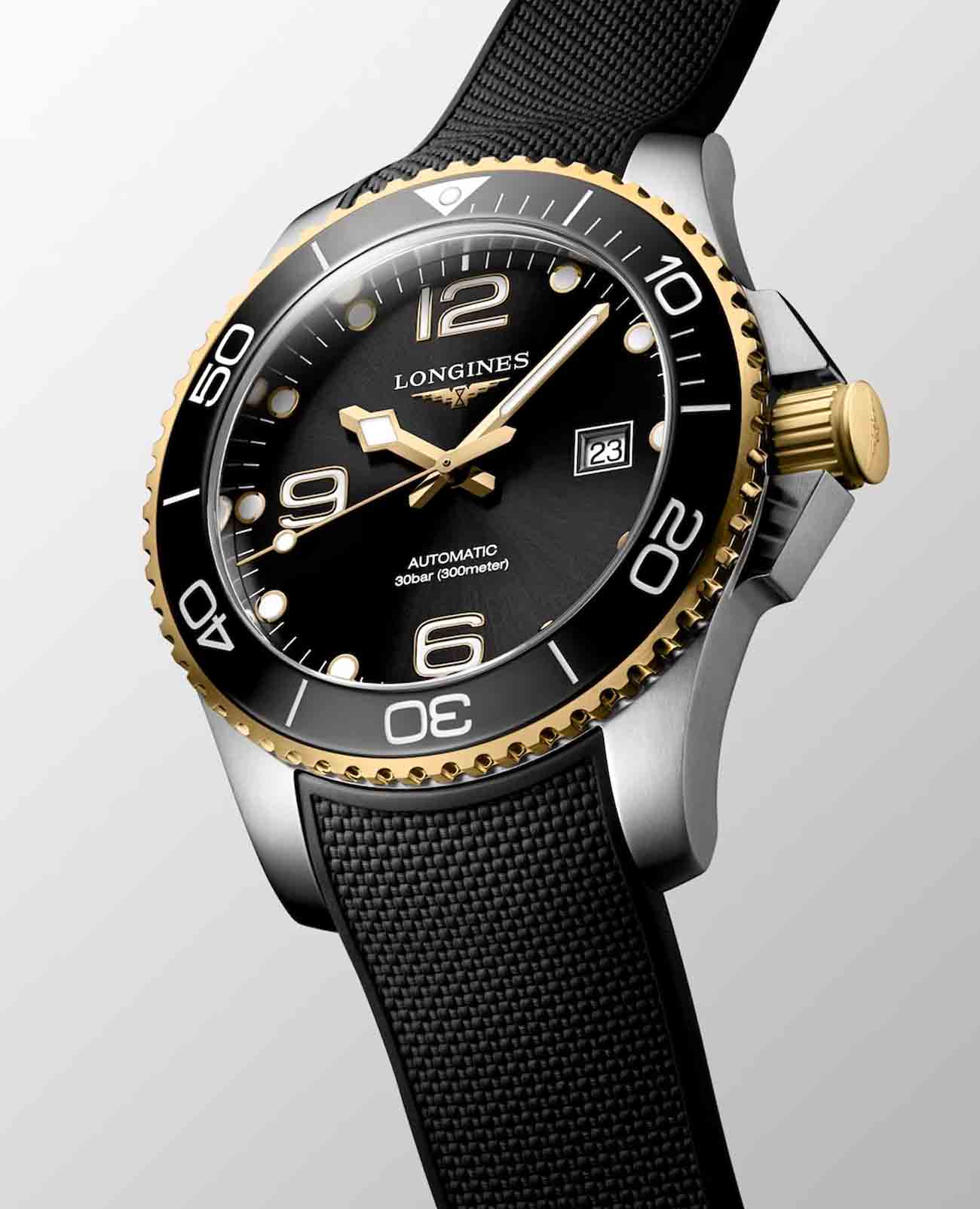 Longines Longines HydroConquest L3.782.3.56.9 мужские часы черный циферблат на запястье
