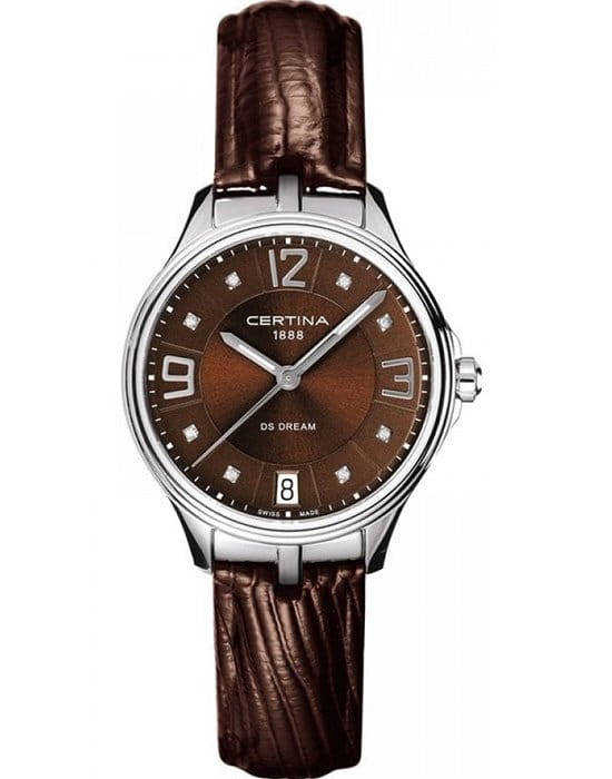 Certina Certina C021.210.16.296.00  C0212101629600 кварцевые женские часы коричневый циферблат, браслет кожаный — вид спереди