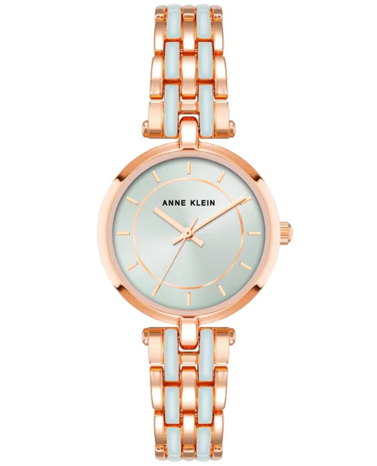 Anne Klein Anne Klein Metals 3918LBRG  3918LBRG кварцевые женские часы серебристый циферблат, браслет сталь c pvd покрытием — вид спереди