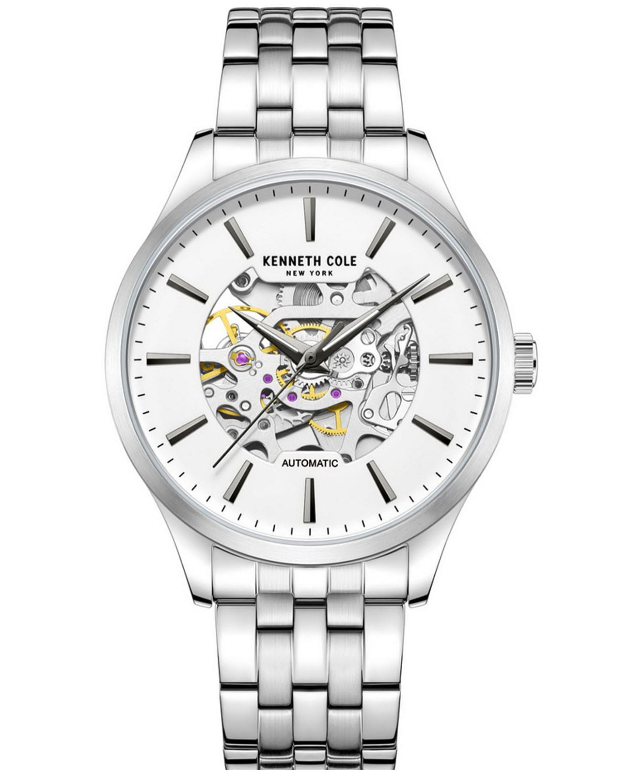 Kenneth Cole Kenneth Cole Automatic KCWGL2216903  KCWGL2216903 механические мужские часы серебристый циферблат, браслет нержавеющая сталь — вид спереди
