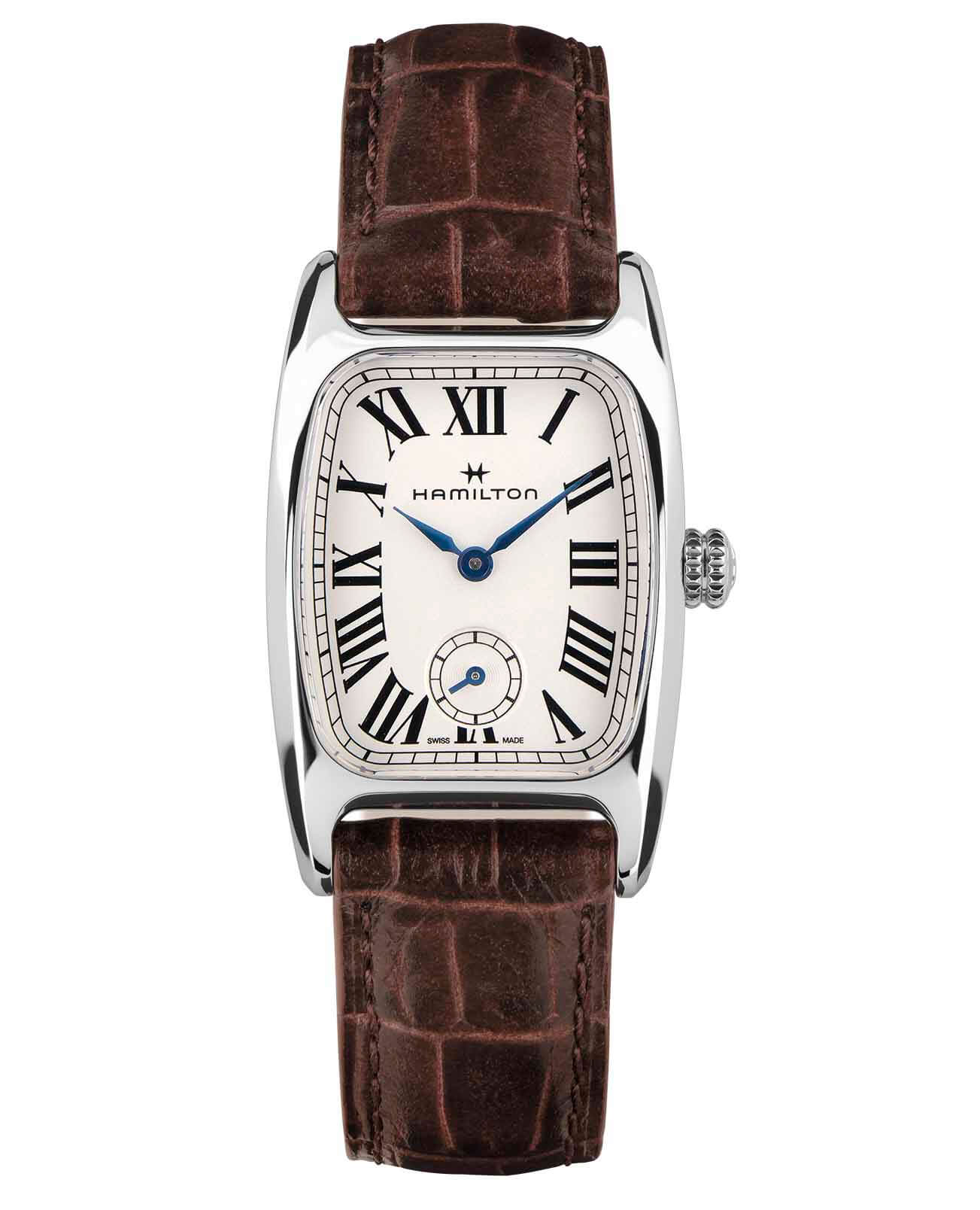 Hamilton Hamilton American Classic Boulton Small Second Quartz H13321511  H13321511 кварцевые женские часы серебристый циферблат, браслет кожаный — вид спереди