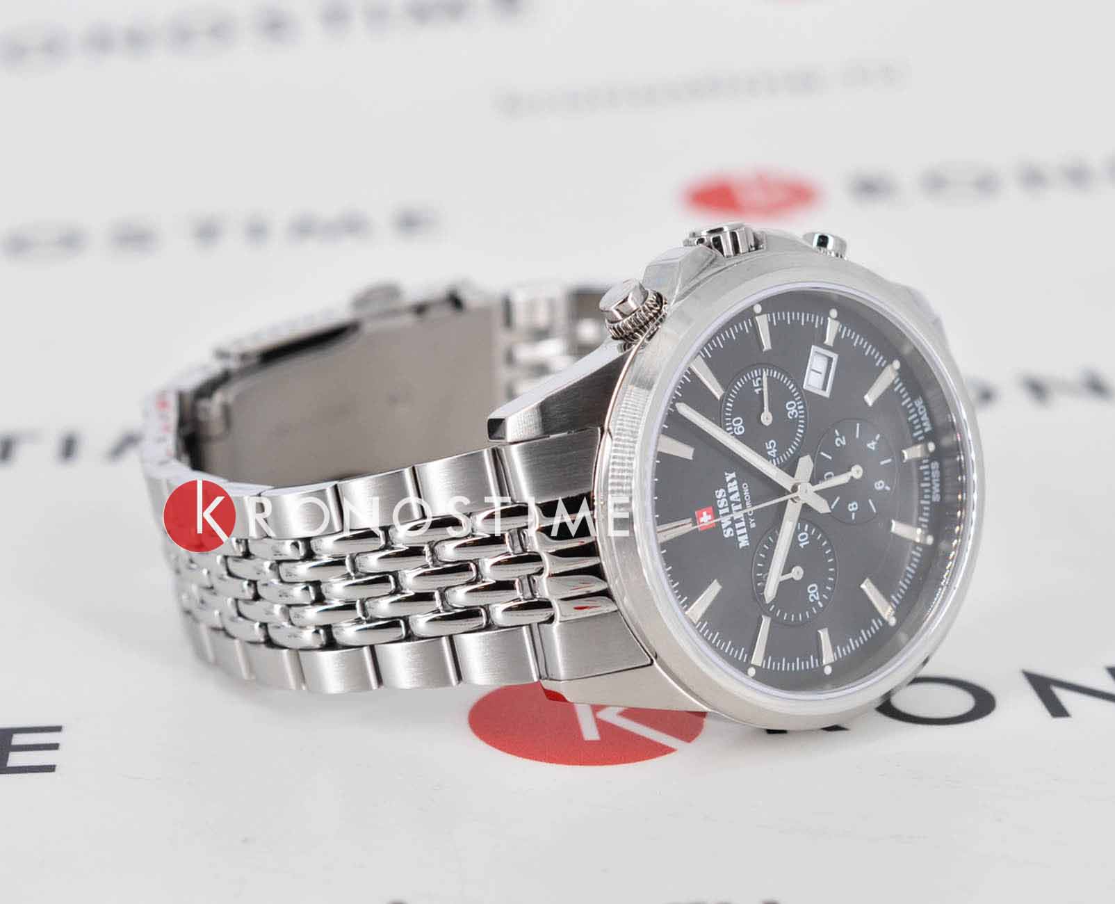 Swiss Military by Chrono Swiss Military by Chrono Sports Chronograph SM34107.01,  швейцария мужские часы на браслете нержавеющая сталь боковой вид