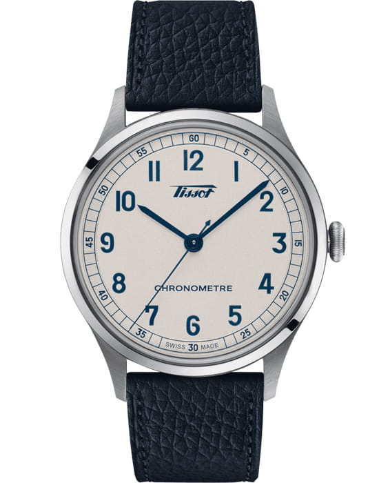 Tissot Tissot Heritage 1938 Automatic T142.464.16.032.00  T1424641603200 механические мужские часы белый циферблат, браслет кожаный — вид спереди