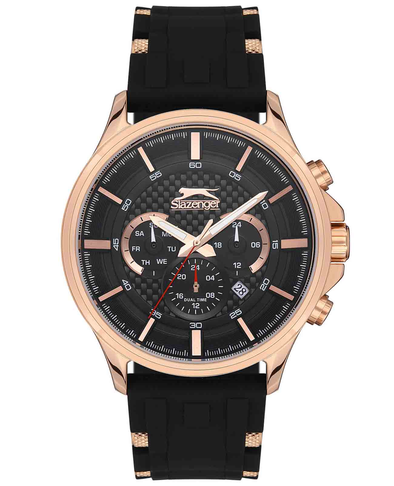 Slazenger Slazenger SL.09.2136.2.02  SL.09.2136.2.02 кварцевые мужские часы черный циферблат, браслет суперметалл с ip покрытием + силикон — вид спереди