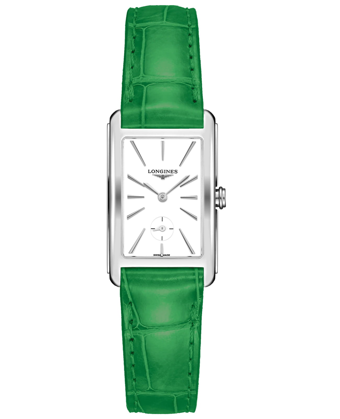 Longines Longines DolceVita L5.512.4.11.4  L55124114 кварцевые женские часы белый циферблат, браслет кожаный — вид спереди