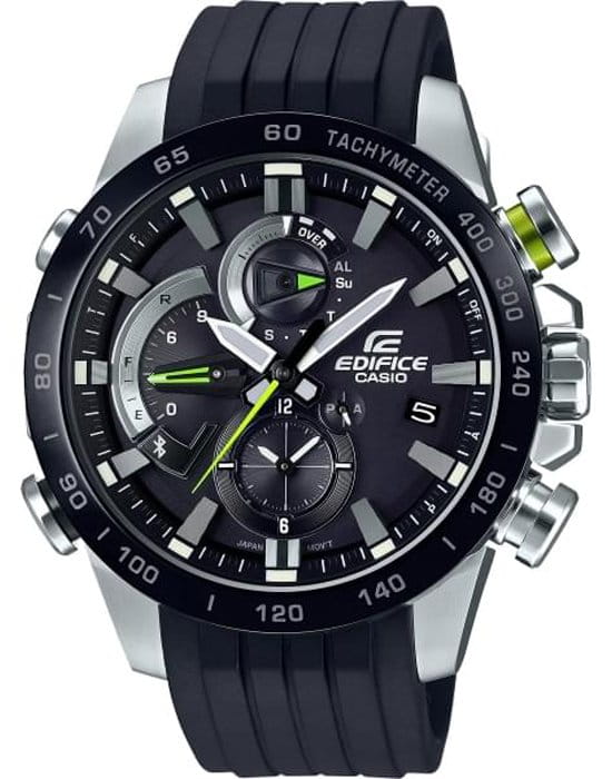 Casio Casio Edifice EQB-800BR-1A EQB EQB-800BR-1AER кварцевые мужские часы черный циферблат, браслет полимер — вид спереди