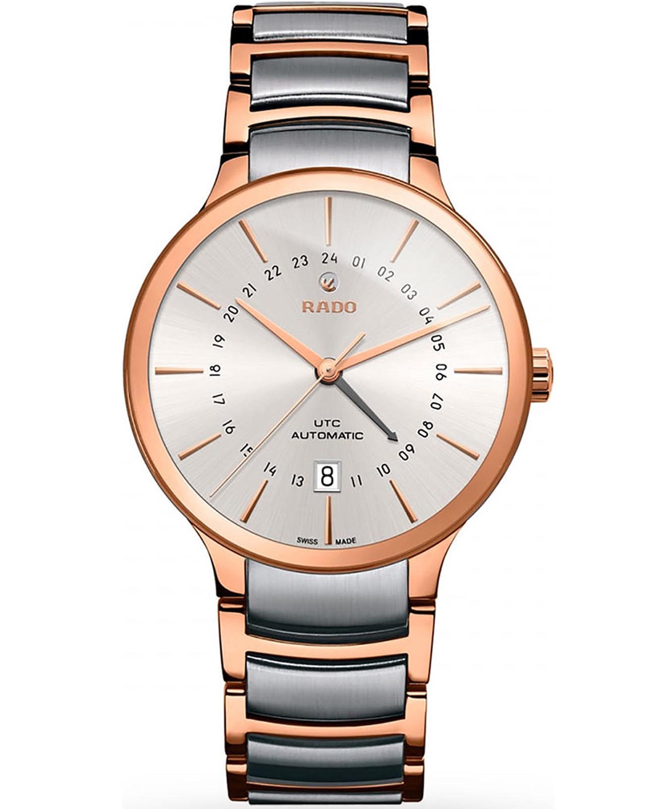Rado Rado Centrix UTC Automatic R30162013 Automatic R30162013 механические мужские часы серебристый циферблат, браслет нержавеющая сталь с pvd-покрытием — вид спереди