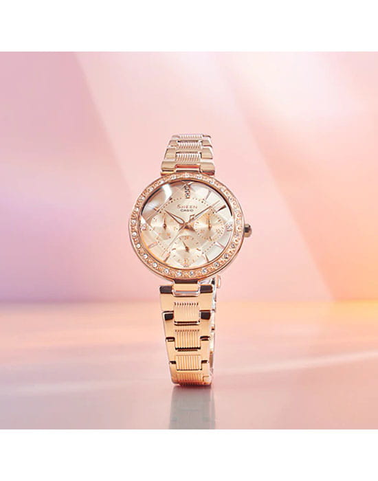 Casio Casio Sheen SHE-3068PG-4AUER , наручные женские часы фото под углом
