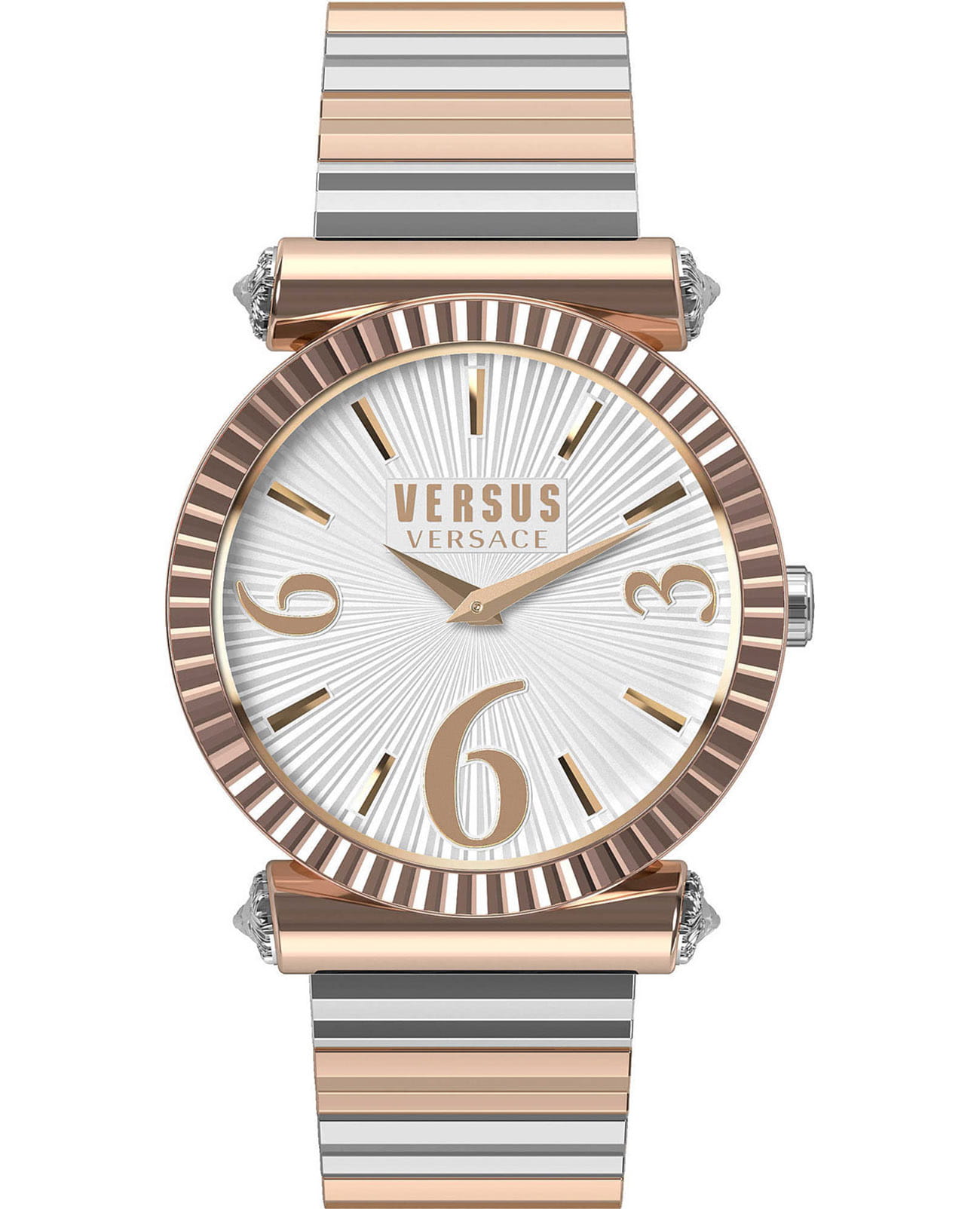 Versus Versace Republique VSP1V1119  VSP1V1119 кварцевые женские часы белый циферблат, браслет сталь с ip покрытием — вид спереди