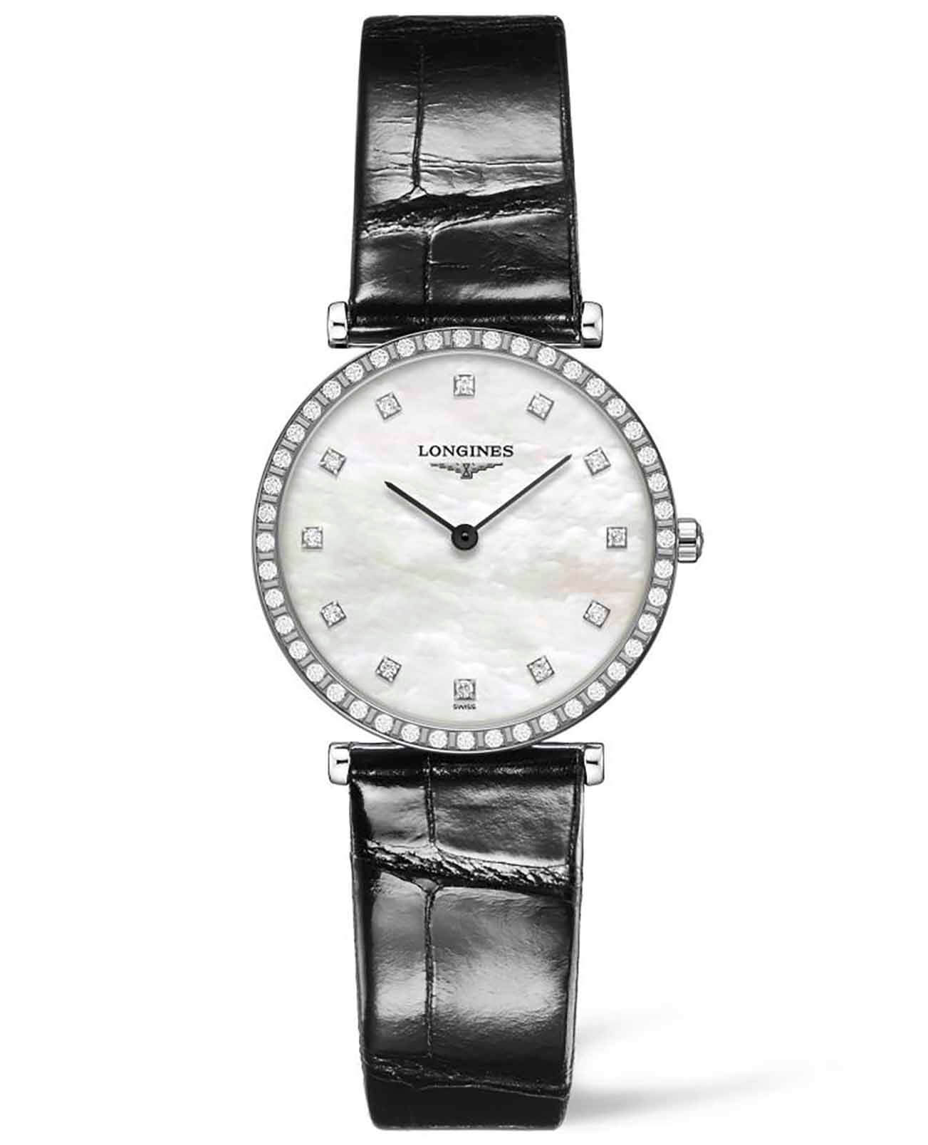 Longines Longines La Grande Classique L4.523.0.87.2  L45230872 кварцевые женские часы перламутровый циферблат, браслет кожаный — вид спереди