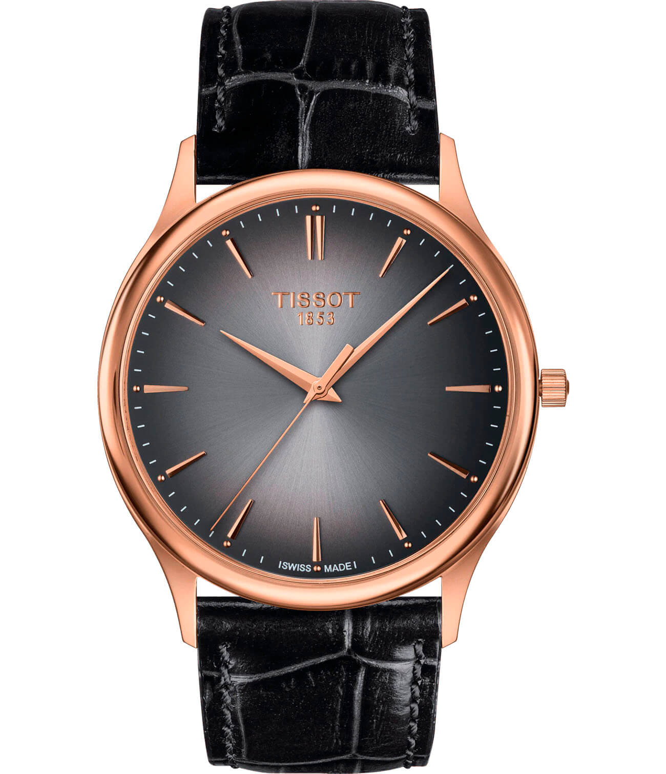 Tissot Tissot Excellence 18K Gold T926.410.76.061.00  T9264107606100 кварцевые мужские часы серый циферблат, браслет кожаный — вид спереди