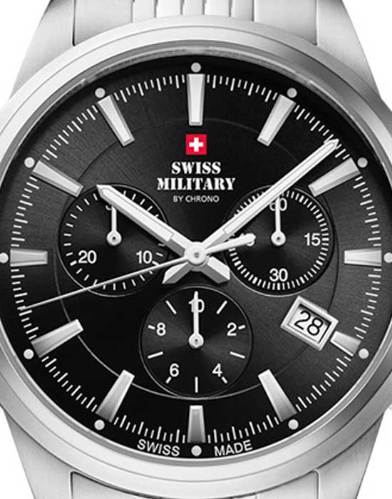 Swiss Military by Chrono Swiss Military by Chrono Sports Chronograph SM34107.01 кварцевые мужские часы часы крупный план черный циферблата