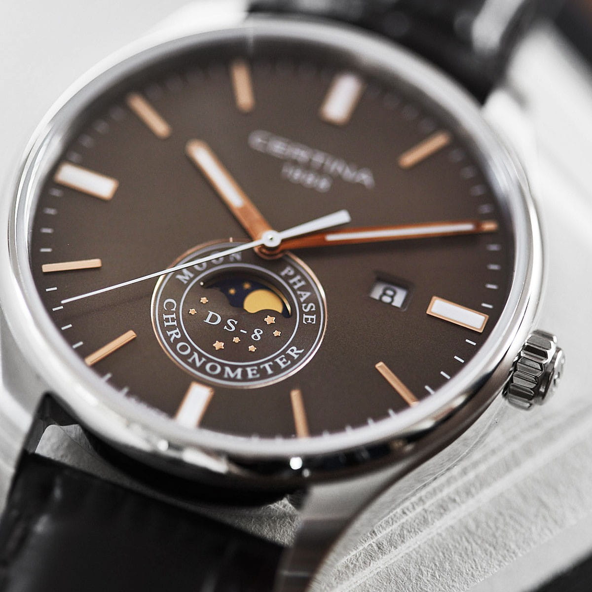 Certina Certina DS-8 Moon Phase C033.457.16.081.00, sport швейцария мужские часы на браслете кожаный боковой вид