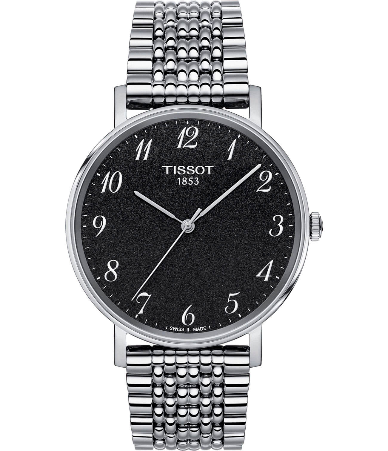 Tissot Tissot Everytime Medium T109.410.11.072.00 Everytime T1094101107200 кварцевые мужские часы черный циферблат, браслет нержавеющая сталь — вид спереди