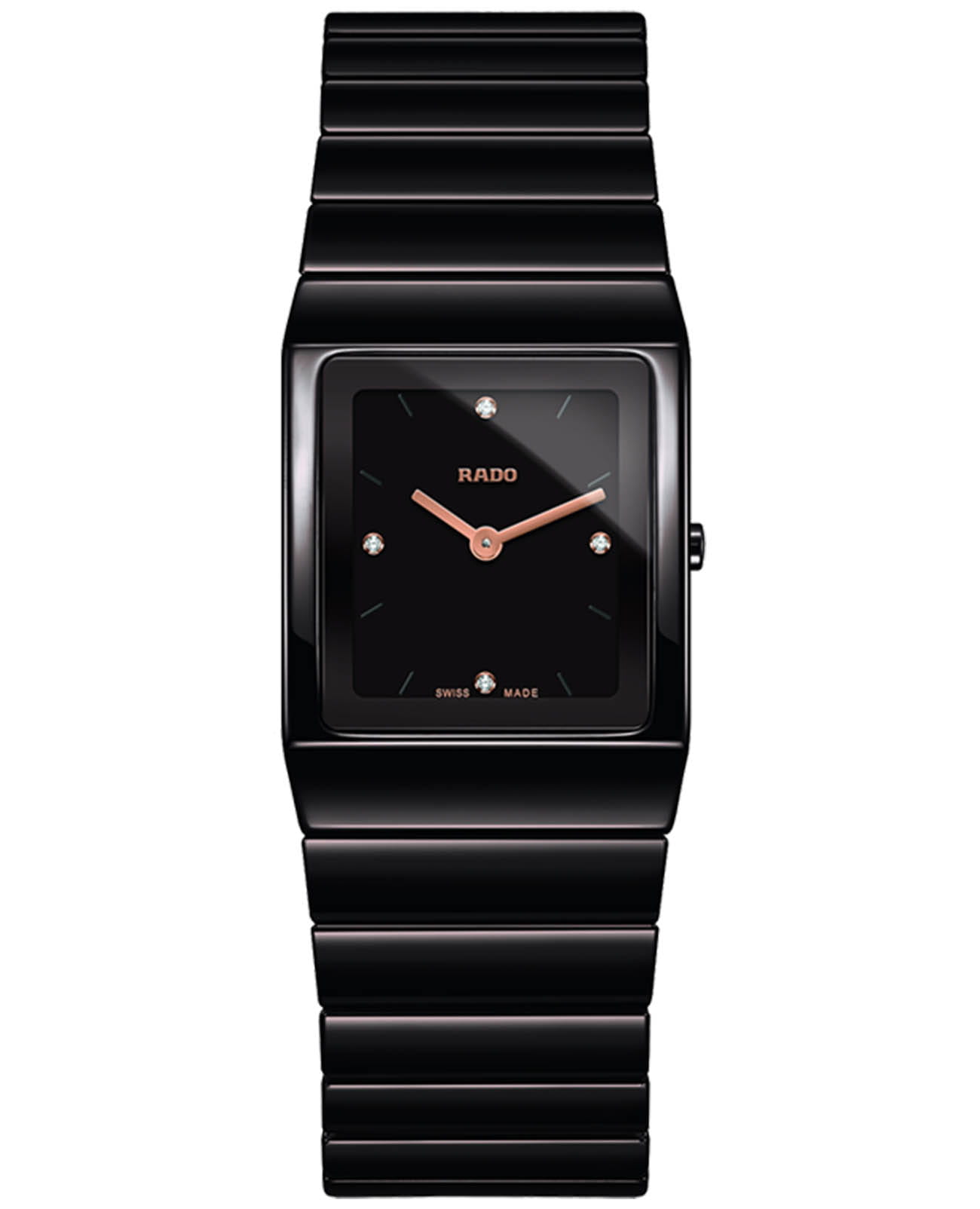Rado Rado Ceramica Diamonds R21992702  R21992702 кварцевые женские часы коричневый циферблат, браслет высокотехнологичная керамика — вид спереди
