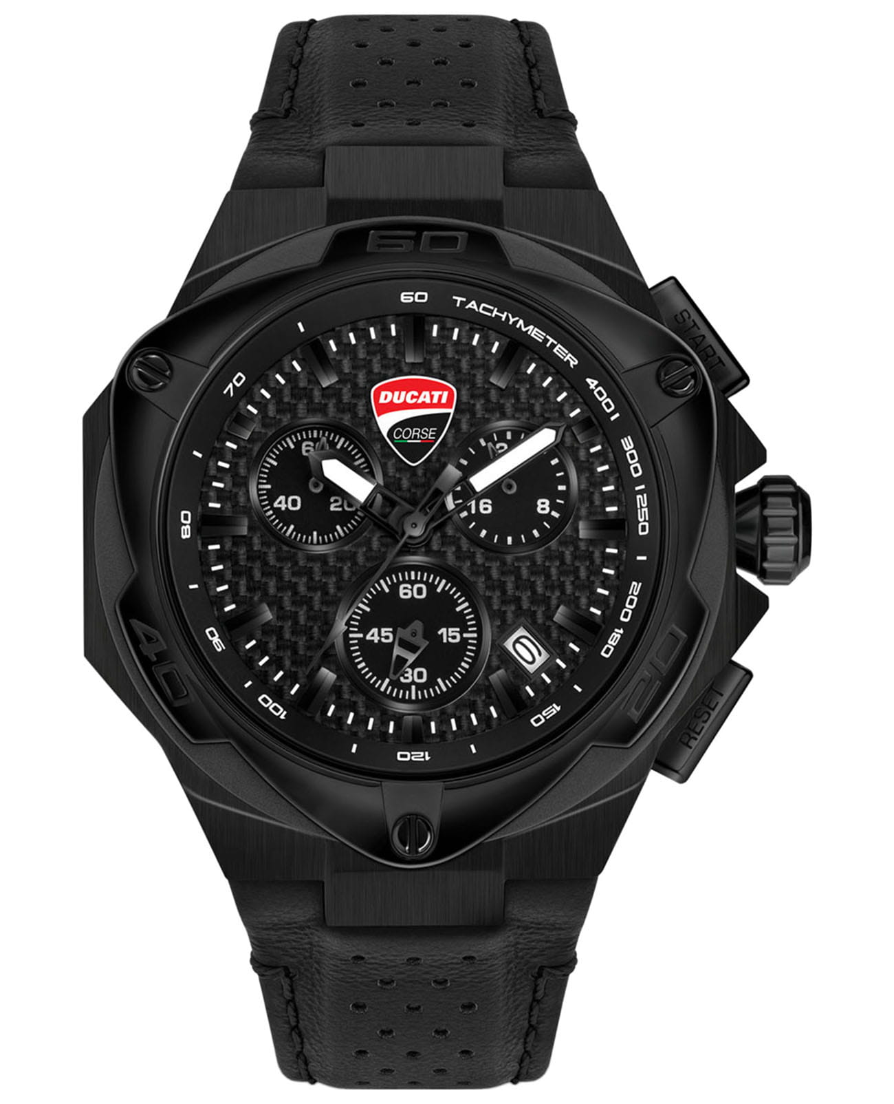 Ducati Corse Motore DTWGC2019003  DTWGC2019003 кварцевые мужские часы черный циферблат, браслет кожаный — вид спереди