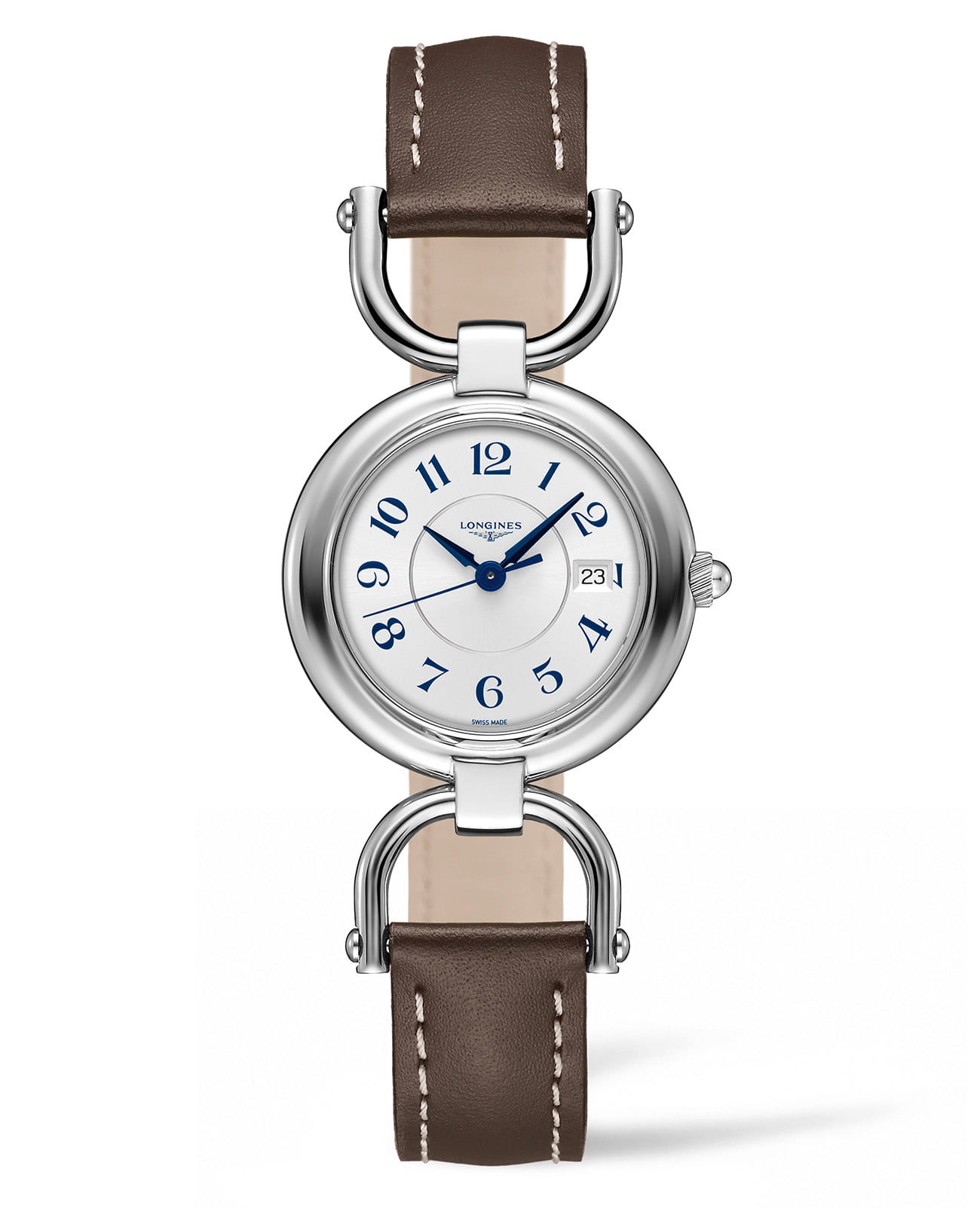 Longines Longines Equestrian Collection L6.131.4.73.2  L61314732 кварцевые женские часы белый циферблат, браслет кожаный — вид спереди