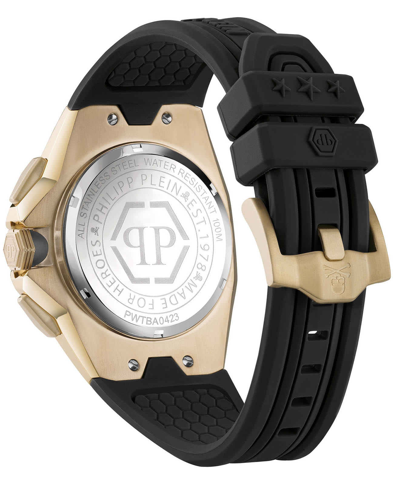 Philipp Plein Philipp Plein Octagon PWTBA0423,  германия мужские часы на браслете силикон боковой вид