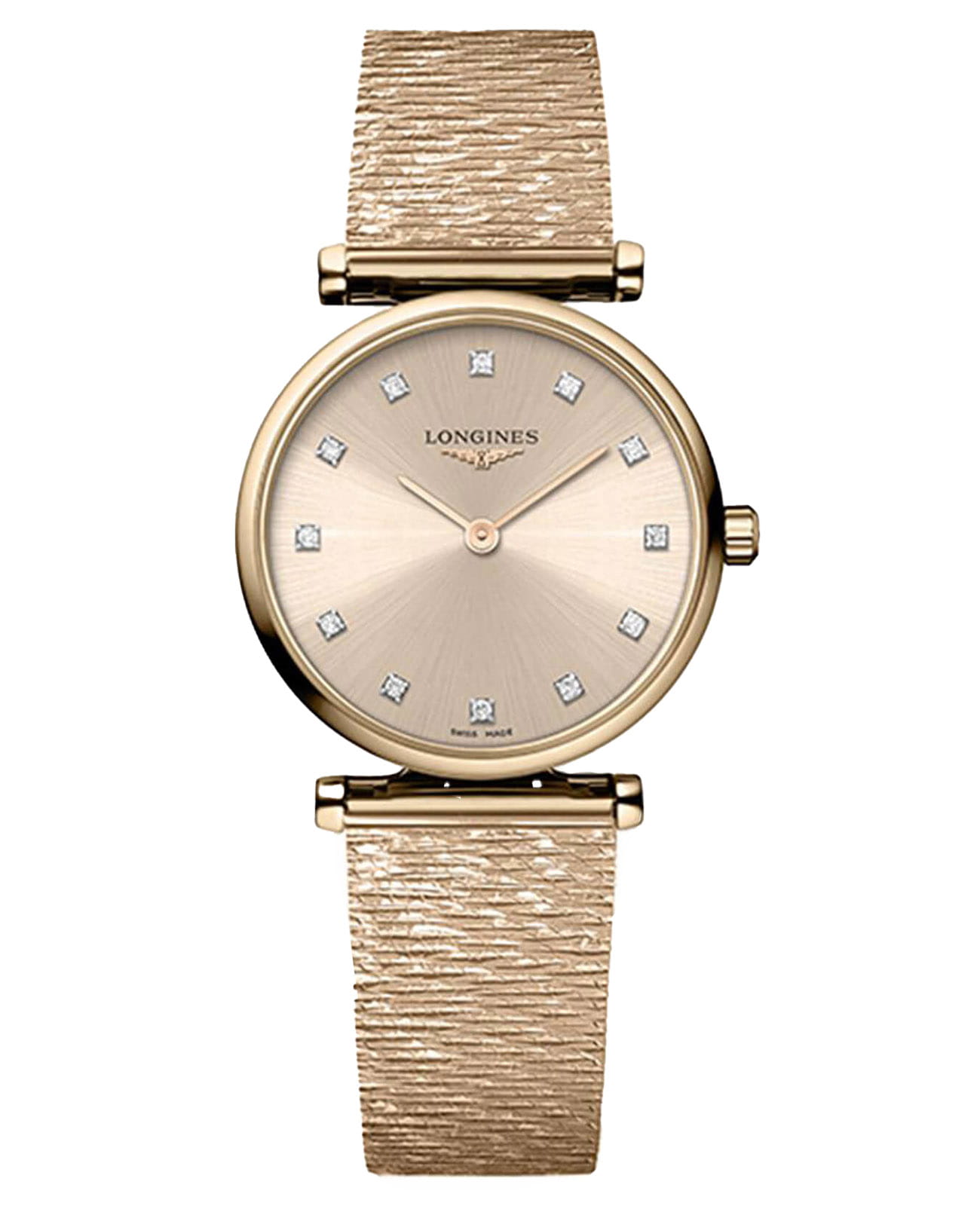 Longines Longines La Grande Classique L4.209.1.93.8  L42091938 кварцевые женские часы золотой циферблат, браслет сталь c pvd покрытием — вид спереди