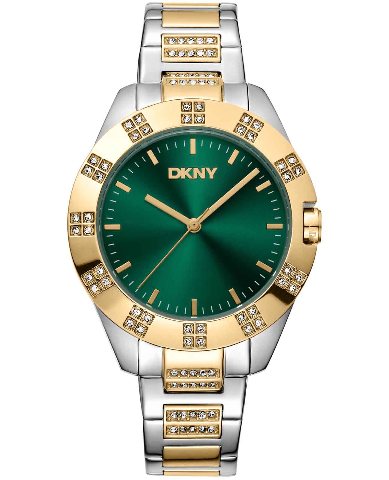 DKNY DKNY Park Ave Glitz DK1L019M0065  DK1L019M0065 кварцевые женские часы зеленый циферблат, браслет нержавеющая сталь с ip-покрытием — вид спереди