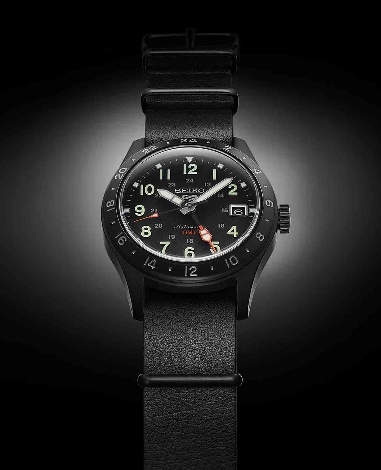 Seiko Seiko 5 Sports Field series SSK025K1 механические мужские часы часы крупный план черный циферблата