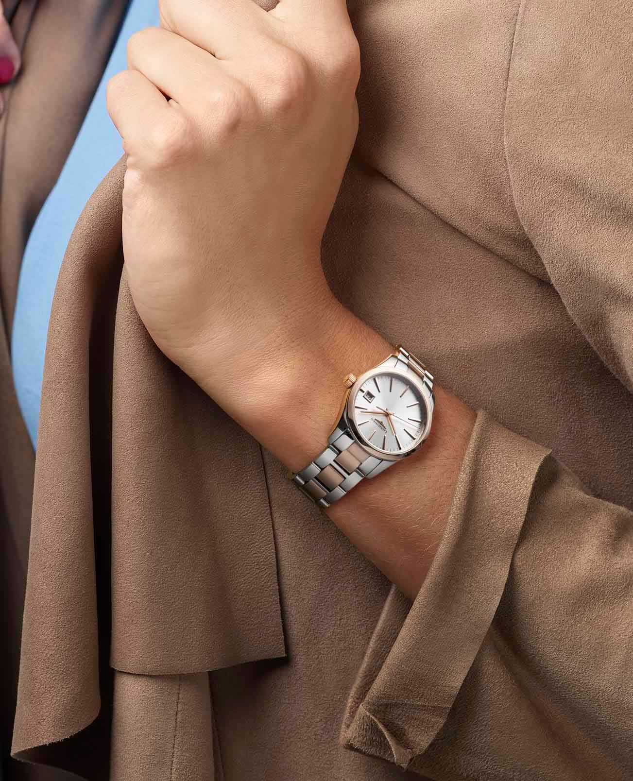 Longines Longines Conquest Classic L2.386.3.72.7 кварцевые женские часы часы крупный план перламутровый циферблата