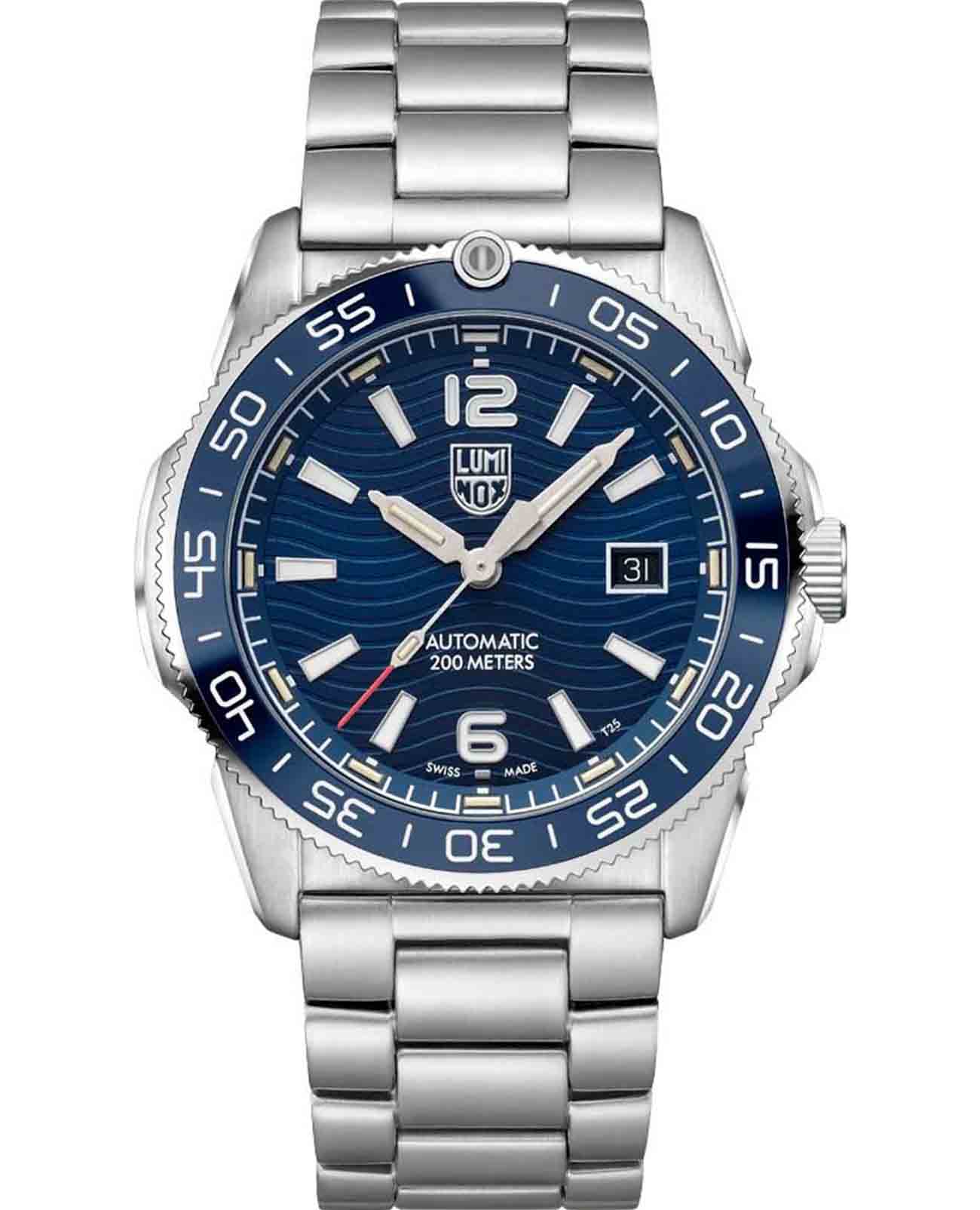 Luminox Luminox Pacific Diver XS.3104  XS.3104 механические мужские часы синий циферблат, браслет нержавеющая сталь 316l — вид спереди